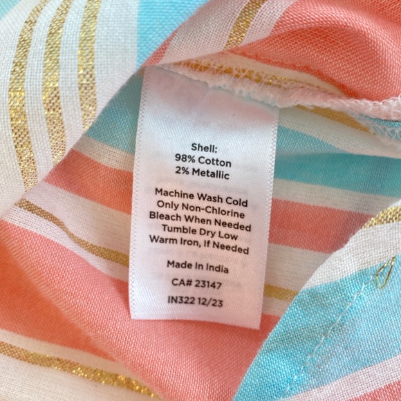 Striped Button Up Top Multicolor Metallic Women’s XL Preppy Coastal NWT - Picture 5 of 11